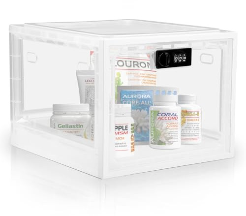 QCW Lockable Medicine Container for Refrigerator, Premium Material Storage Box with Lock for Food, Phone, Kitchen Home Safety, Fridge Safe (02)