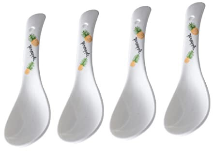 Garneck 4 Stück Bone China Löffel Löffel Japanischer Ramen-suppen Suppen Aus Porzellan Japanischer Asiatische Wan-tan- Tonne Gewonnen Keramik
