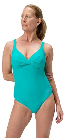 Speedo Damen Shaping CROS Knot One Piece Swimsuit | Shapewear | Beach and Holiday Swimwear, Turquoise, 48