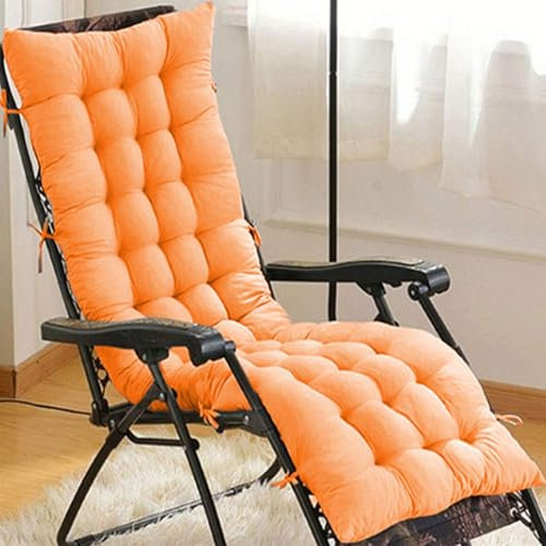 Cojín para silla reclinable para exteriores para todo tipo de clima, transpirable y duradero, con lazos, cojín para muebles de jardín para las cuatro estaciones, color naranja, 90 x 40 pulgadas