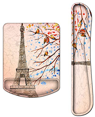 icolor Tapis de souris avec repose-main, souris et clavier, repose-poignet, en gel ergonomique, imperméable, tissu lycra et base en polyuréthane, pour ordinateur portable et ordinateur (tour Eiffel)