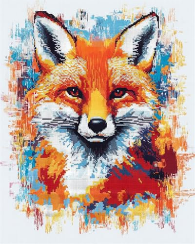 N.LANSHAN DIY Knüpfteppich Zum Selber Knüpfen Fantasy-Fuchs-Knüpfhaken-Sets，Anime-Tiere，Diy-Knüpfhaken-Teppich-Sets，Häkelset Für Anfänger，Teppich-Sets Mit Bedruckter Leinwand，Geschenk 80x115cm
