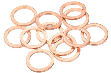 QUARKZMAN 12 Pz Guarnizioni Piane in Rame, 18x24x2mm Rame Guarnizioni Piane Metriche Aggiornate Anelli di Tenuta per Raccordi Idraulici Viti Bullone Dado Riparazione Elettronica
