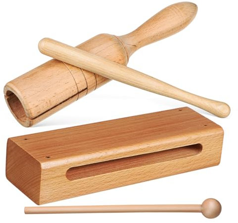 VICASKY 2 Kinder-schlagzeug-sets Schlaginstrumente-set Aus Holz Lehrreich Für Kinder