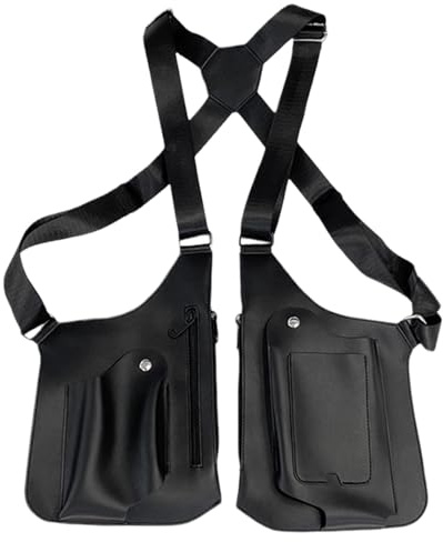 Générique Sac Tactique Antivol À Double Bandoulière Et À Poches Multiples, Sac Antivol Hommes, Sac À Double Bandoulière Homme Réglable En Cuir, Sac À Bandoulière Anti-aisselles Hommes Pour Extérieur