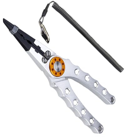 Toddmomy Pince de Pêche Ciseaux de Pêche Multifonction en Alliage D'aluminium avec Coupe-Ligne Extracteur D'hameçon et Lanière Anti-Perte