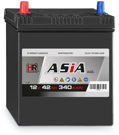 HR Autobatterie 12V 42Ah 340A/EN A42L ASIA Blei-Säure | Hohe Startreserven auch bei Kälte