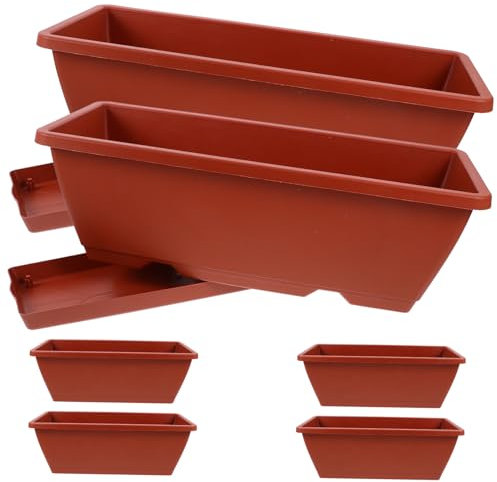 Toddmomy 6pièces Jardinières Plastique Pots Rectangulaires pour Balcon Jardin Extérieur Grands Bacs pour Fleurs Succulentes Légumes avec Drainage Léger