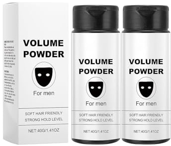 Texturvolym pulver för män, lätt att använda, tillför textur och volym, alla naturliga ingredienser, starkt grepp, hårpulver för män 40 g (2 st)