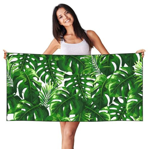 MIEKGPS Monstera Deliciosa Banana Palm Print Beach Towels Quick Dry Lightweight Large Travel Towels Cute Swim 27.5 x 55in