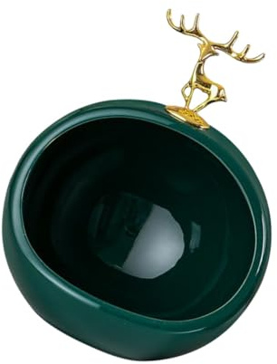 Healeved Porta Llaves de Cerámica Decorativa de Alce, Caja Organizadora para Escritorio Pequeña, Resistente y Práctica, Soporte para Lápiz Labial y Bocadillos, Adecuado Estilo