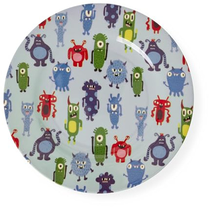 Rice Melamin Kinderteller Teller - hellblau - Monsters Print