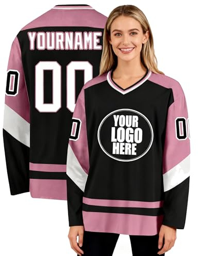 Personalisiertes Eishockey-Trikot für Familien & Jugend - Individuelles Jersey mit Name, Nummer, Teamname - Langarm-Shirt & Sport-Pullover im Druckdesign