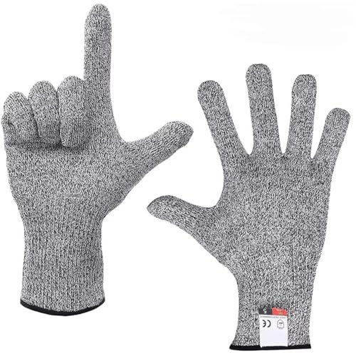 BAFEIYA Guantes anticorte de Grado 5 HPPE Resistentes a arañazos, Guantes de Seguridad for Corte de Vidrio, Guantes anticorte de Grado alimenticio, económicos(L)