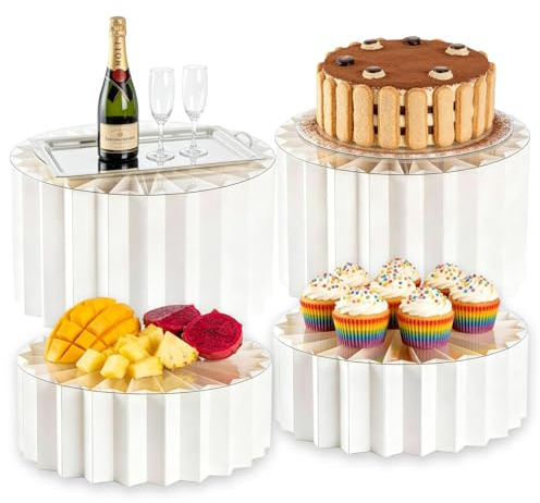 PORFOYO 4 Pezzi Supporto per Buffet, Supporti per Torte Pieghevoli, Supporti per Torte per Buffet, Per Matrimoni, Compleanni, Decorazione per Festa Bar di Caramelle