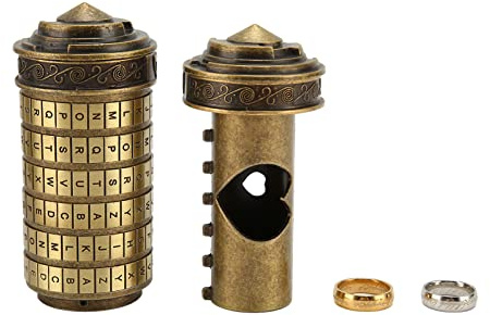 Yosoo Candado con Contraseña de Letra, Elegante Candado de Combinación de Aleación de Zinc con Contraseña Personalizada para Almacenamiento Romántico de Joyas y Anillos de Compromiso