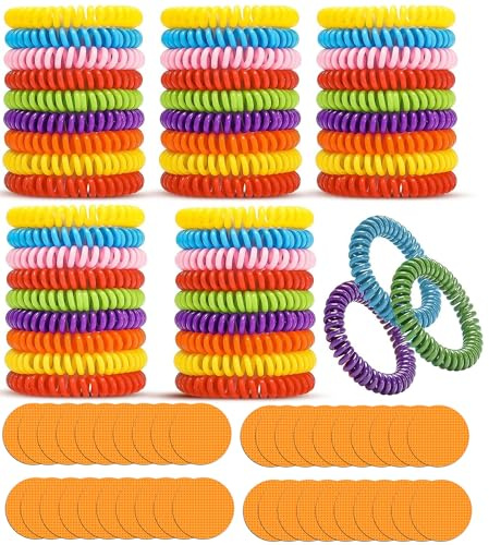 48 Pack Mosquito Repellent Bracelets with 60 Mosquito Repellent Patches, Individually Wrapped Mosquitoes Bracelets Stickers for Camping Swimming Outdoor Indoor, Deet Free