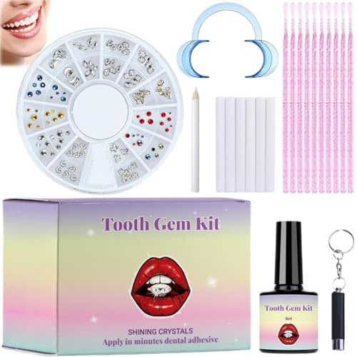 ZLXFT DIY Tooth Gems Kit,Tooth Gem Kit,Teeth Crystal Decoration for Women,DIY Tooth Gems,Removable Tooth Ornaments,Teeth Crystal Decoration for Tooth Decor Women,Diamond Crystals Tooths Jewelry