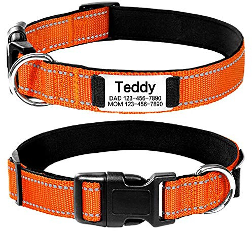 Oncpcare Personalisiertes Hundehalsband, reflektierend, personalisierbar, mit Name und Telefonnummer, verstellbare ID-Halsbänder für Hunde