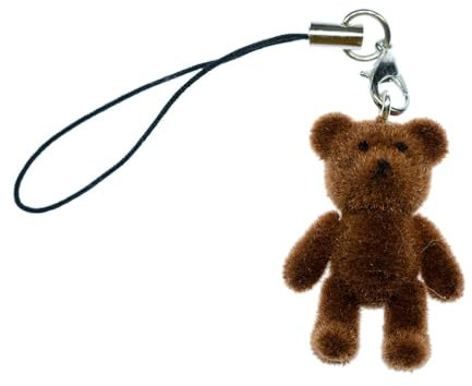 Miniblings Teddy Teddybär Flock Handyanhänger Handyschmuck Bärchen dunkelbraun- Handmade Modeschmuck I Anhänger Handyschmuck Schlüsselanhänger