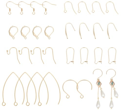 UNICRAFTALE 48 Stück 8 Styles Ohrring Haken Goldene Edelstahl Ohrhaken Metall Creolen Haken DIY Ohrringe Teile Hypoallergen Ohrringe Fisch Haken für Ohrring Schmuckherstellung