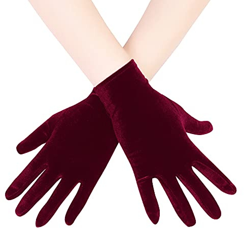 EORUBE 1920s Kurze Samt Handschuhe für Damen Handgelenklange | Velvet Handschuhe für Halloween Motto Party Fasching Kostüm
