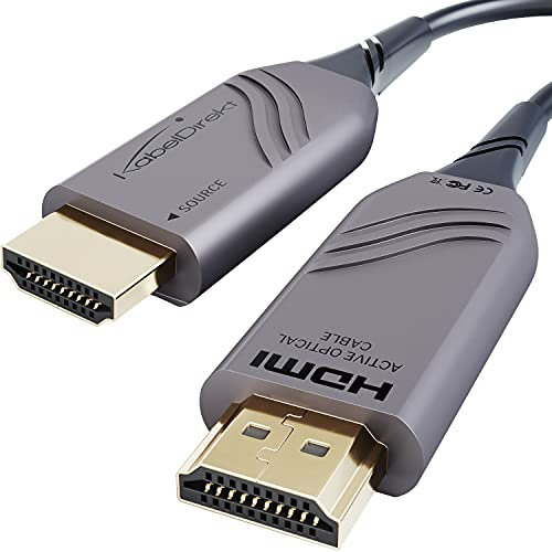 KabelDirekt – Cavo 8K HDMI 2.1 ottico, certificato con perdita di segnale dello 0% – 10 m (8K@60Hz, Ultra High Speed HDMI, cavo flessibile in fibra ottica con licenza ufficiale)