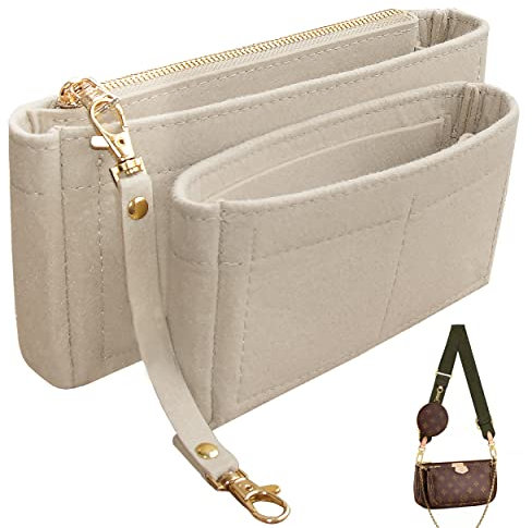 Soyizom Handtaschen-Organizer-Einsatz passt für mehrere Pochette-Zubehör-Taschen und Taschen, 2 Packungen in einem Set, Einsätze, Tragetasche, Organizer, Tasche innen, beige