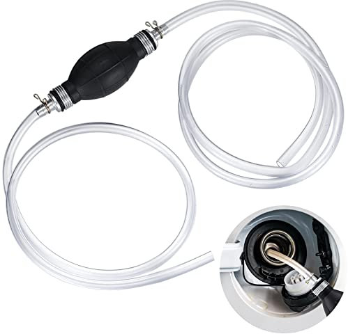 Hand Pump, Siphon Fuel Transfer Pump, 2.1m Hand Transfer Fuel Pump with 8mm Fuel Line Hose for Gasoline/Fuel/Liquid/Water Transfer Pump (1.3m+0.8m)