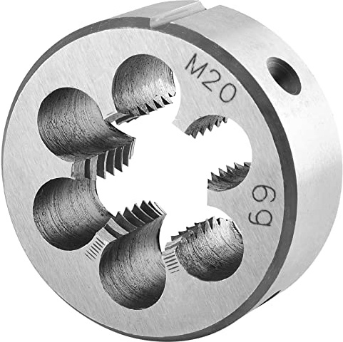 Burkit Metrische M20 runde Schneideisen für Rechtshänder | M20 x 2,5 Rechtsgewinde-Schneideisen aus legiertem Werkzeugstahl, zum Schneiden oder Reparieren von Außengewinden.