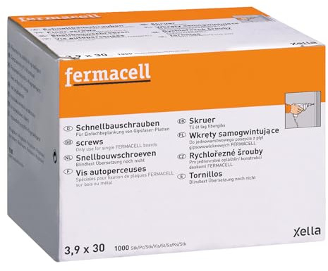 FERMACELL - selbstschneidende Schrauben für Gipsfaser 3,9 x 30 mm (Nr. 1 Packung = 1000 Stück) - 79011