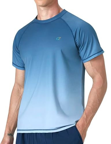 EZRUN Men's Swim Shirts UPF 50+ Rash Guard Quick Dry Short Sleeve