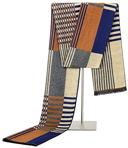 Kaschmir-Schal für Herren, Winter, Freizeit, Business, Karierte Krawatten und Lange Schals, Geschenk für Männer (Farbe: C, Größe: Einheitsgröße)