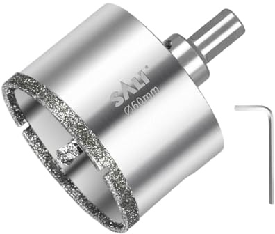 SALI 60 mm Diamantbohrer Lochsäge Mit Zentrierbohrer - Glasbohrer Mit Diamant-Beschichtung 45# Stahl Hohl-Bohrkrone Fliesenbohrer Zum Bohren in Keramik, Porzellan, Glas, Marmor, Schiefer