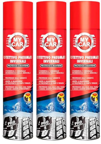 My Car Spray Protettivo Per Pneumatici Invernali Protegge da Agenti Atmosferici Fango Gelo Aiuta a Mantenere Grip Conserva Morbidezza della Mescola Formula con Olio di Girasole - 3 Flaconi da 400ml