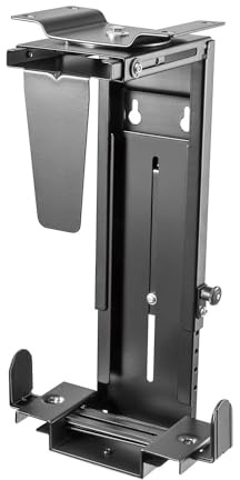 AISENS Soporte Giratorio Antirrobo y Altura Personalizable para CPU para Montaje por Debajo de Escritorio o a La Pared Negro