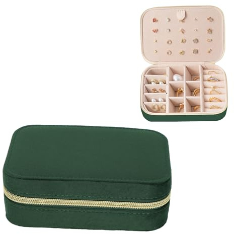 FLYAMAPIRIT Samt Schmuckkästchen für Damen und Mädchen, Schmuck Organizer Etui mit Reißverschluss, Mini Reise Schmuck Aufbewahrungsbox für Ringe, Ohrringe, Armbänder, Halsketten usw.