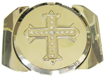 hotrodspirit - Gürtelschnalle Kreuz + Strass + Benzinfeuerzeug für Damen, mehrfarbig, Einheitsgröße