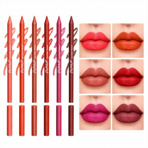 Alta pigmentazione Cremoso Set di Matite per labbra, 6 Colori Makeup Matita Labbra Matte, Long-Lasting Nude LipLiner Cremoso Rossetto Impermeabile Colore Labbra, Applicazione Liscia (02, B)