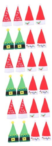 Alipis 24 Stk Weihnachtsbesteck -löffel-halter Schneemann-dekorationsset Aufbewahrungstasche Für Besteck Weinflaschenhalter Gnom Servietten Lutscher Vlies Weinflaschenverschluss