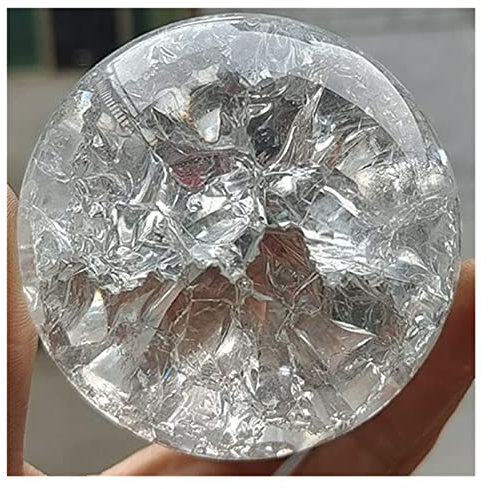 Feng Shui Décorer 4/5/6/8cm Glace Crack Boule De Cristal Verre Sphère Magique Feng Shui Ornement Rocheux Fontaine D'eau Bonsaï Boule Salon Décor À La Maison Naturel Rugueux Bijoux Accessoires Possède