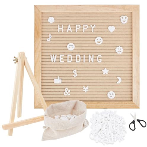 OLYCRAFT Tablero de Letras de Madera Tableros de Letras de Fieltro Rústico de 25x25 cm con Soporte 340 Uds Tableros de Mensajes de Madera con Letras Y Emoticones 2 mm de Grosor