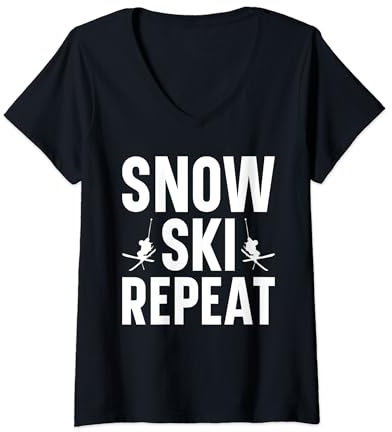 Damen Skiausrüstung Skiausrüstung Skizubehör Skisport T-Shirt mit V-Ausschnitt