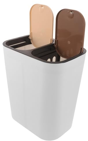 Kichvoe Secchio Spazzatura Cucina a 2 Compartimenti Bidone Spazzatura Differenziata Per Rifiuti Umidi E Secchi Contenitore Compatto Plastica Facile Da Pulire Per Casa E Ufficio