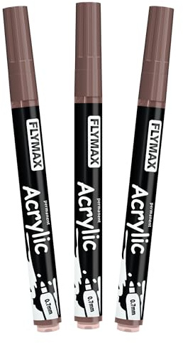 Braun Marker Stifte 0,7mm – Permanent Marker Braun Acrylic Wasserbasis Wasserfest Schnelltrocknend Fein (3er Pack)