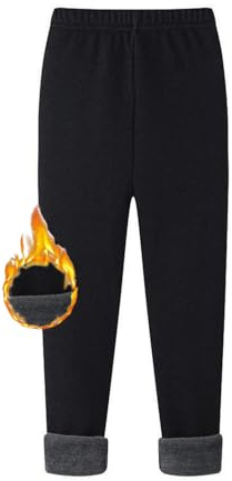 Rayson Legging Couleur Unie Fille en Coton Hiver Chaud Collants Charmant Épais Extensible Long Pantalon 6-11 Ans
