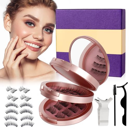Pestañas Postizas Magneticas, Pestañas Magnéticas Naturales Magnetic Lashes, Pestañas Magnéticas con Aplicador, Magnetic Eyelashes Reutilizables Kit de Pestañas, No Necesita Pegamento