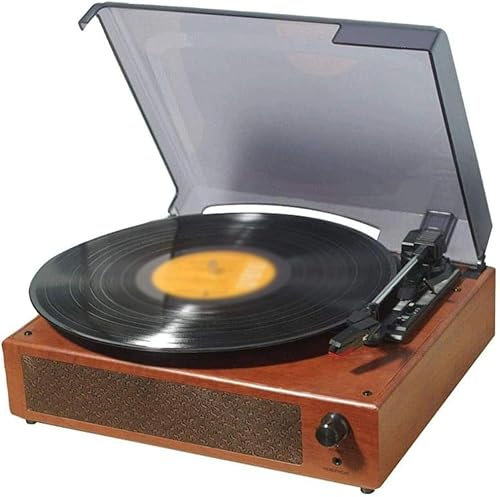 OLSKFUH Reproductor de Vinilo Vintage, Tocadiscos de Vinilo, Tocadiscos Bluetooth, fonógrafo, Tocadiscos con Altavoces estéreo incorporados, gramófono USB de 3 velocidades