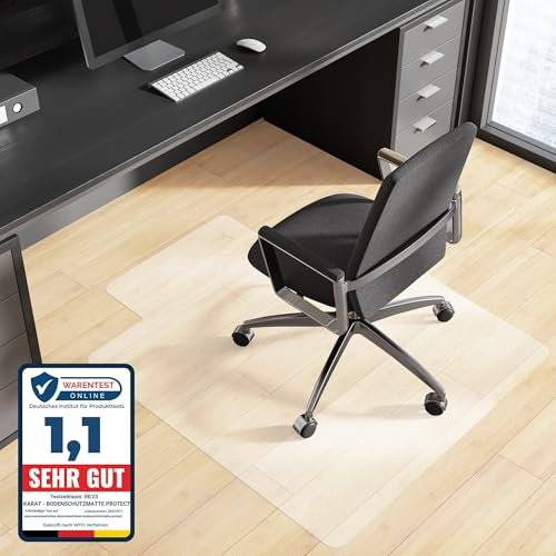 KARAT Bodenschutzmatte für Teppichböden - 91 x 122 cm mit Lippe, transparent - Fußbodenschutz Bürostuhl Schutzmatte aus PET (Revolution)