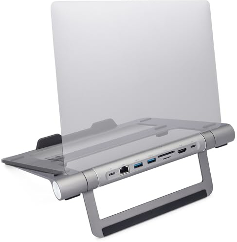 ClearClick 6-in-1 USB-C Portable Docking Station & Laptop Stand - 2X USB 3.0 Ports, HDMI, LAN Ethernet, SD Card Reader, MicroSD Card Reader, USB PD Charging